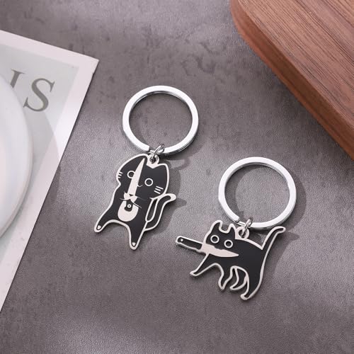 Yeedim Gifts Basket Cat Keychain for Dad Mom - Cool Funny Keychain for Teen Girls Boys Christmas Stuffers (2 Pcs Cat) — view 4