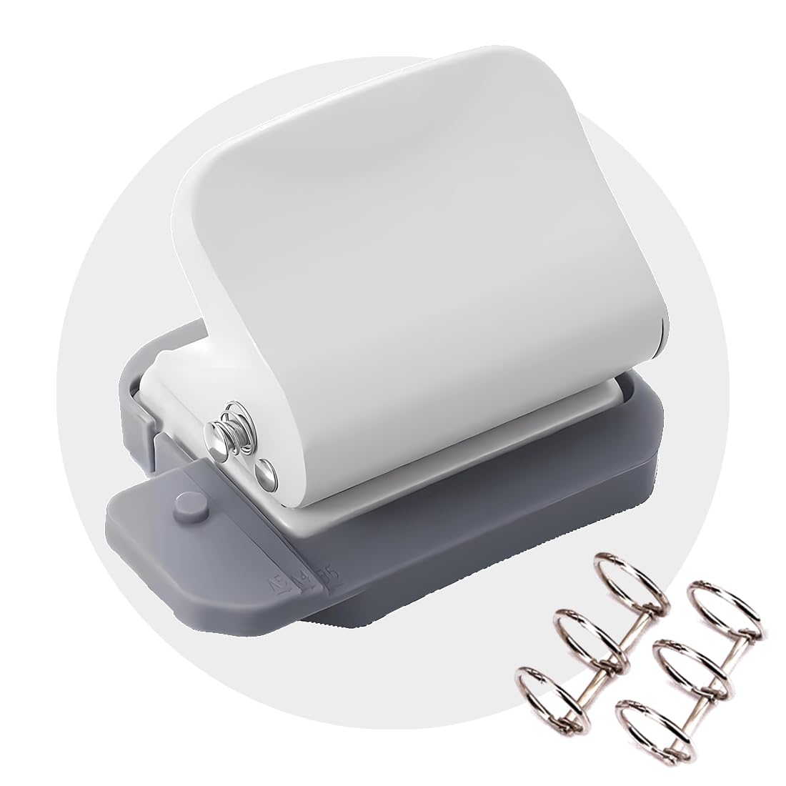 Wailicop Perforadora de 6 perforadoras para A4/A5/B5, distancia ajustable, perforadora de metal, perforadora de tarjetas de papel, máquina de encuadernación para fotos, color gris claro