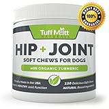 Dog Supplements for Joints, Natural Soft Chews Support Health of Hip and Joint Function, Glucosamine Chondroitin, Organic Turmeric, MSM Eases Pain Relief, Inflammation, Small to Large Breeds 120-Count