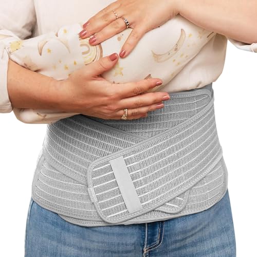 Image of haakaa Postpartum Belly Band, Postpartum Belly Wrap Back Support, Postpartum Essentials for Natural Delivery and C-Section Recovery, Abdominal Binder, Daily Wear, L