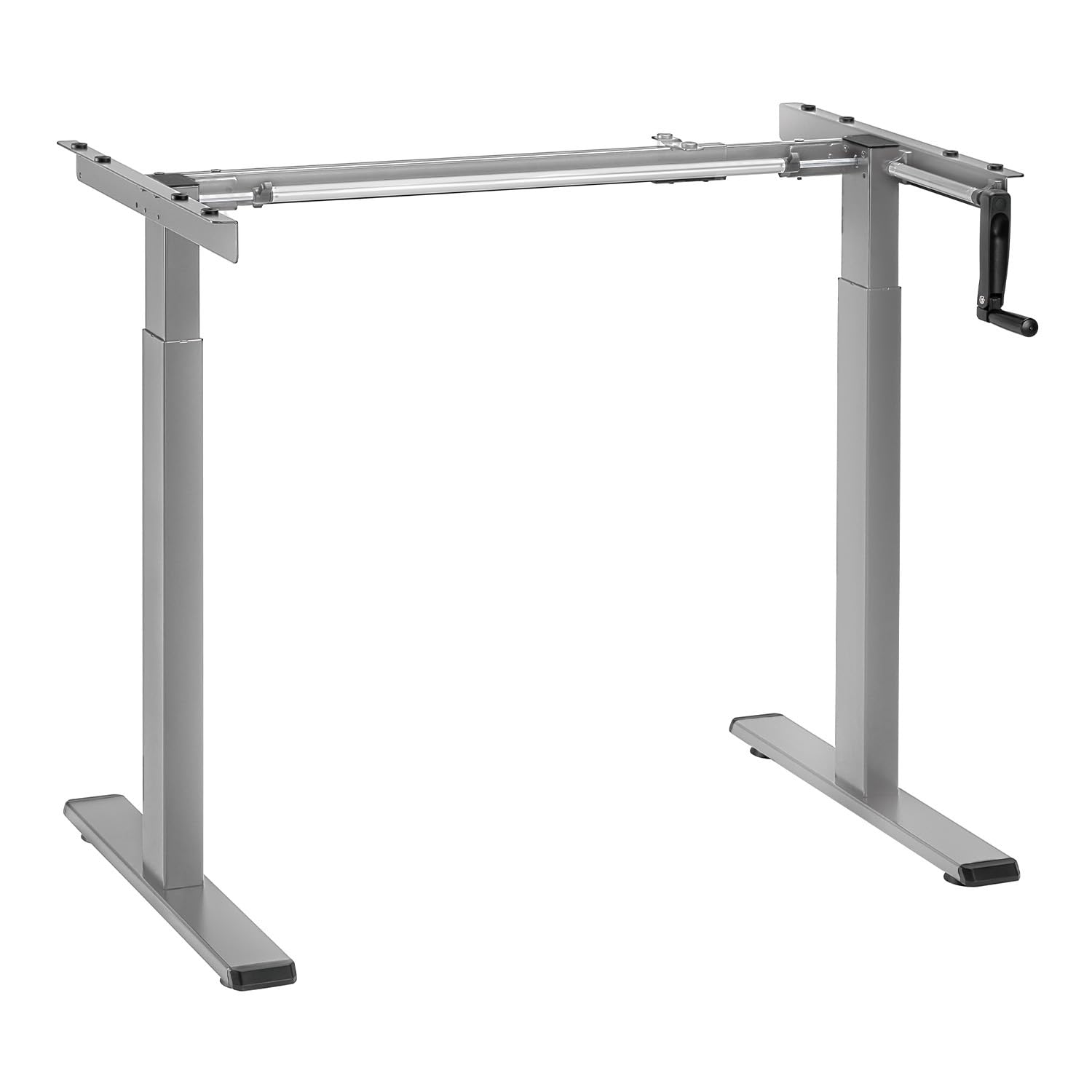 Maclean Sitz-Steh-Schreibtisch Tischgestell | Manuell Höhenverstellbarer Bürotisch max. 118cm | Ergonomischer Tisch Belastbar bis 60kg | MC-790N (Grau)