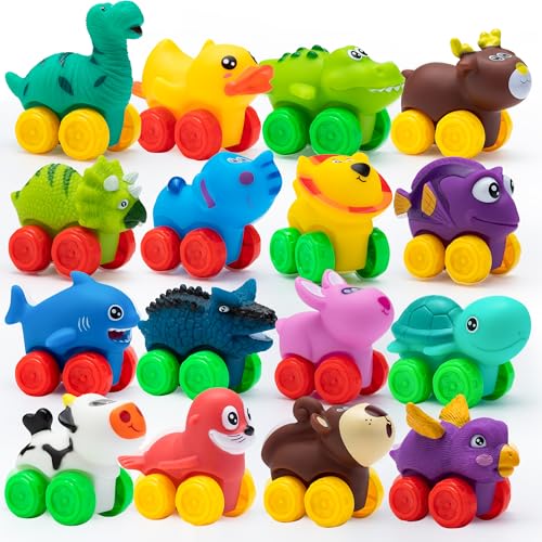 JOYIN Voitures d'animaux, Ensemble de Voitures en Caoutchouc Souple, Mini véhicules Jouets pour bébé, Voiture Jouet de Bain pour garçons et Filles, Cadeau...