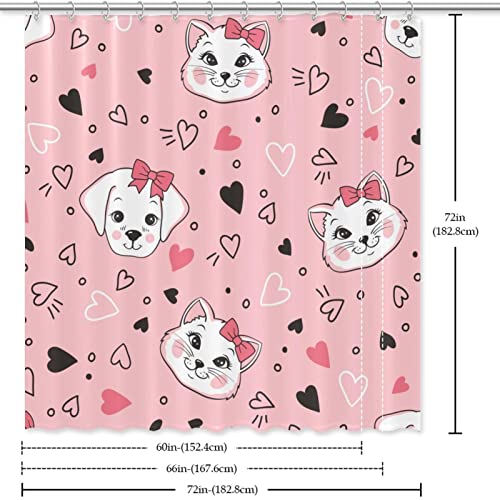 Rideau de douche rose chats et chiens pour apporter de la tendresse dans la maison