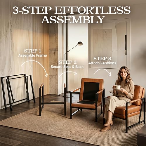 Image of Yaheetech Mid-Century Modern Accent Chairs Set of 2, Light Brown