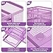 Marbrasse Mesh Desk Organizer, Pen Holder with 2 Drawer, Multi-Functional Pencil Holder, Desk Organizers and Accessories with 5 Compartments + Drawer for Office Art Supplies (Purple)
