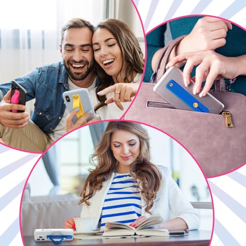 Image of Weewooday 6 Pieces Phone Grip Holder Cell Phone Grip Strap Telescopic Finger Strap Stand Universal Finger Kickstand for Most Smartphones(Blue, Rose Pink, Yellow,Classic)
