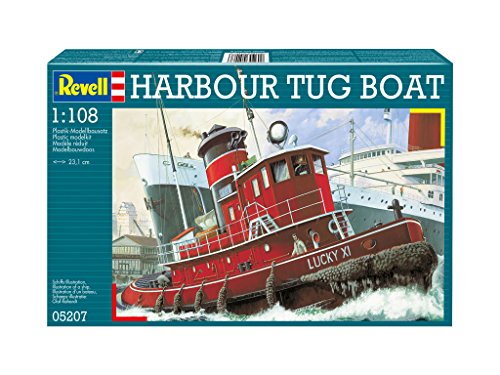 Revell Modellbausatz Schiff 1:108 - Harbour Tug Boat im Maßstab 1:108, Level 4, originalgetreue Nachbildung mit vielen Details, Hafenschlepper, 05207, verschieden