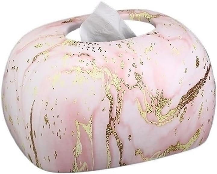 Marmurowa elegancja Różowy ceramiczny serwetnik Salon Wystrój blatu Stylowe pudełko na chusteczki