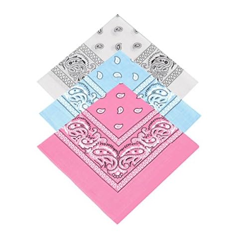 3 x High Quality 100% Cotton Paisley Bandana Scarf Headband Neckerchief Headscarf for Men,Women,Children,Boys & Girls Ideal 4 Fancy Dress Costumes,Party wear,World Book day(White,Light Blue,Baby Pink) Cover