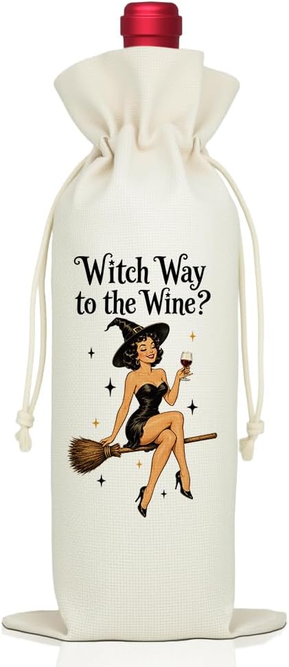 LAGZDFC Witch Way to the Halloween Wine Gifts Bag for Women Friends