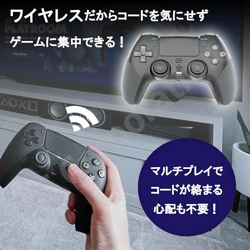 PS5 PS4 PC対応 コントローラー ワイヤレス Bluetooth 接続 ダブルモーター搭載 二重振動 6軸ジャイロセンサー ターボ機能 連射機能 デュアルショック USB Type-C マクロ機能 背面ボタン ブラック