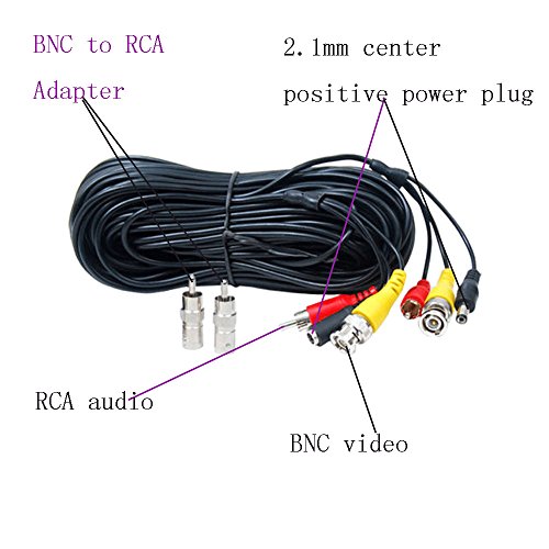 Henxlco 4 Pack 50 Feet Security Camera Video Audio Power Cable Pre-Made All-In-One Bnc Rca Extension Cable Surveillance Dvr Cctv System Cord Wire #TOP1