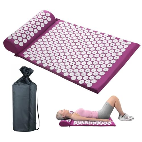 Esterilla Acupresion, Juego de cojines de acupresión,Alfombra de acupresión con cojín, Esterilla de acupresión para relajación y masaje en la espalda, la cervical, los piernas, los pies