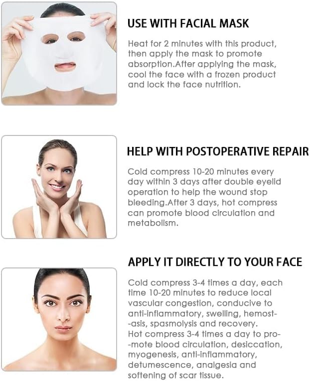 Reusable Gel Face Mask, Hot Cold Compress Pack, Blue, Non-Toxic Gel Material, for Facial Puffiness, Dark Circles, Headaches, Stress Relief, Spa Treatment