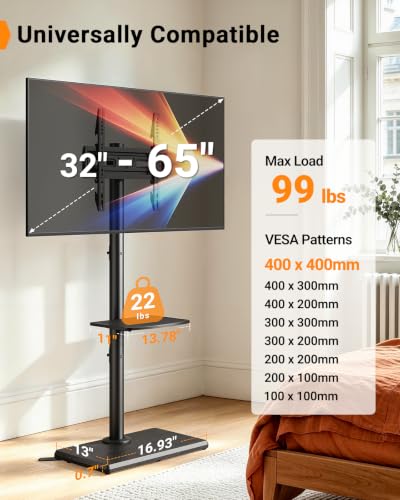 Image of Perlegear Standing Floor TV Stand for 32-65 inch TVs up to 99 lbs