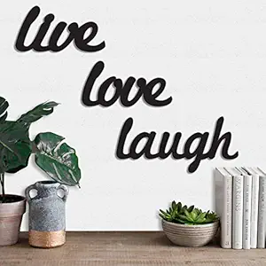 Art Street Live Love Laugh MDF Plaque Painted Cutout Ready To Hang Home Decor Wall Art, Valentine Day Gift -Black