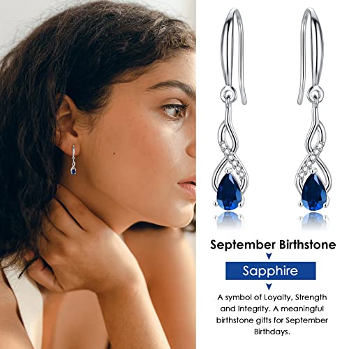 Dangle Earrings for Women, Sterling Silver January Birthstone Cubic Zirconia Drop Earrings Birthday Gifts for Her, with Gifts Box2