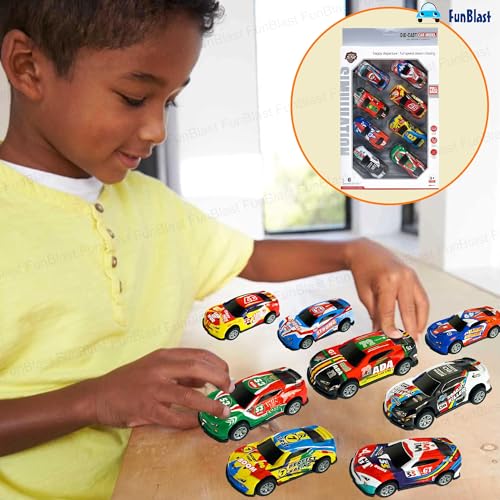 Image of FunBlast Die-Cast Car Set for Kids - Pack of 8 Pull Back Metal & Plastic Cars, Scaled Model Mini Racing Car Toys for 3+ Year Old Boys & Girls, Multicolor