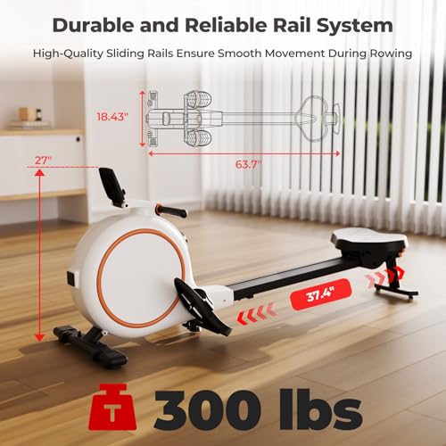 Lacuffy Magnetic Rowing Machine, Rower for Home 300lbs Weight Capacity with 32 Levels of Quiet Resistance, Row Machine with Tablet Holder and LCD Display - Image 5