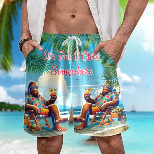 Summer Beach Mens Swim Trunks - Aloha Party Swimming Trunks for Men - Beach Shorts Mens Board Shorts Set 363