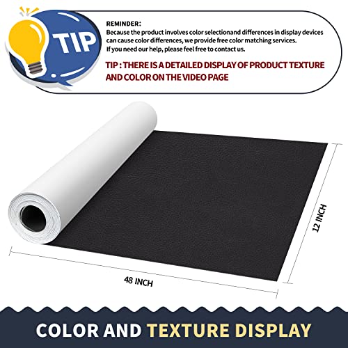 Image of ONine Leather Repair Patch，Leather Repair Tape, 12 x 48 inches Leather Repair Patch for Furniture,Vinyl Repair Kit，Leather Couch Patch，for Sofas, Furniture, Car Seats, Office Chairs(Dark Grey Leather)