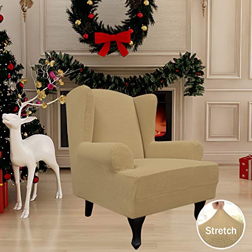 Image of Easy-Going Stretch Large Wingback Chair Sofa Slipcover Golden