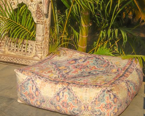 Mandala Life ART Bohemian Outdoor Floor Cushion Cover - Unstaffed 24x8 inches - Vintage Square Pouf Otttoman - Pillow Case for Garden Party, Pool, Balcony, Patio Mandala Life ART Bohemian Outdoor Floor Cushion Cover - Unstaffed 24x8 inches - Vintage Square Pouf Otttoman - Pillow Case for Garden Party, Pool, Balcony, Patio