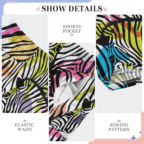 Zebra Colorful Print Boys Long Pants Soft Trousers Elastic Waist Kids Lounge Bottoms with Pockets S-XL4
