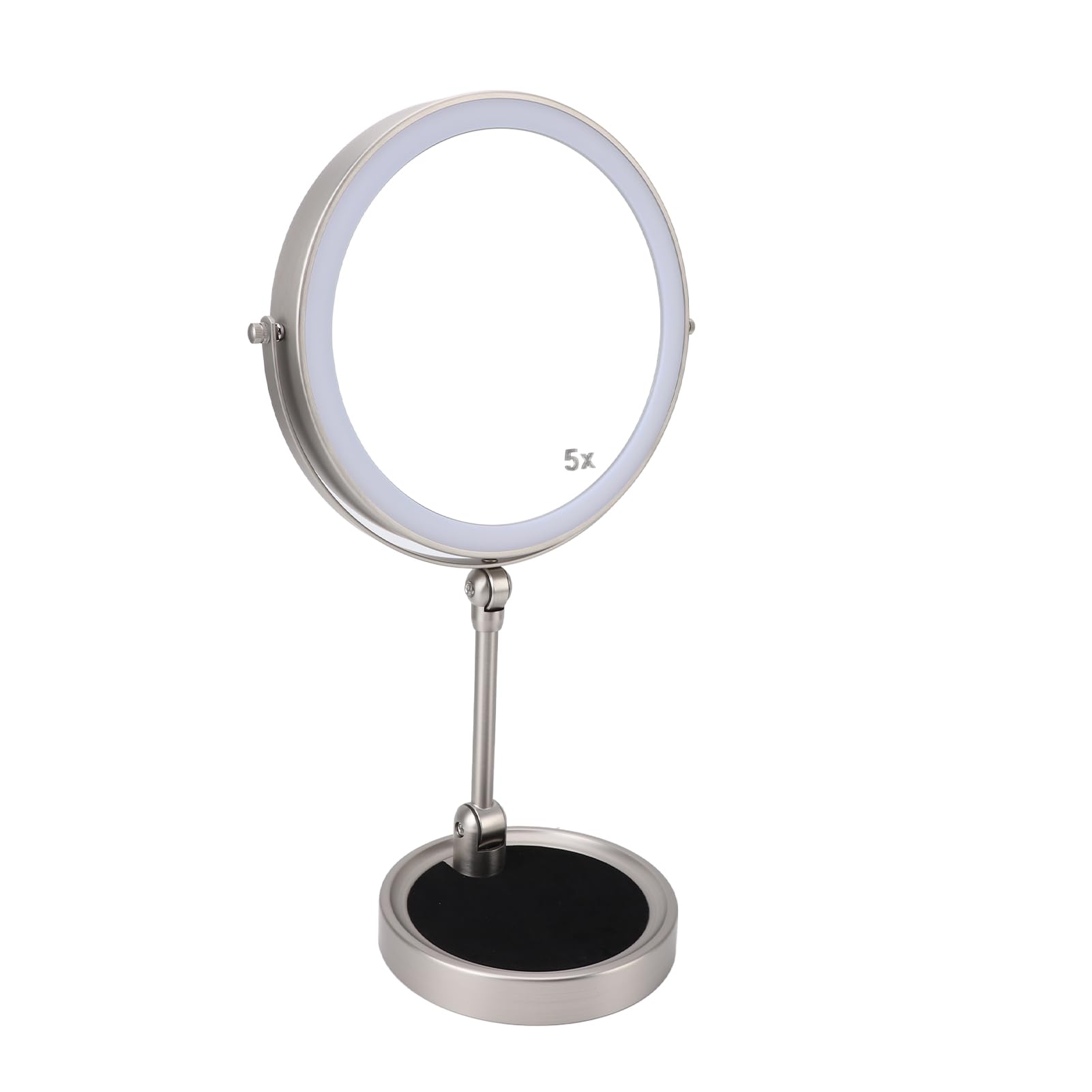 Lusterko Kosmetyczne z Oświetleniem LED, Powiększenie 1X/5X, 3 Kolorowe Światła, Ładowanie USB, Obrotowe 360°, Lustro Stołowe