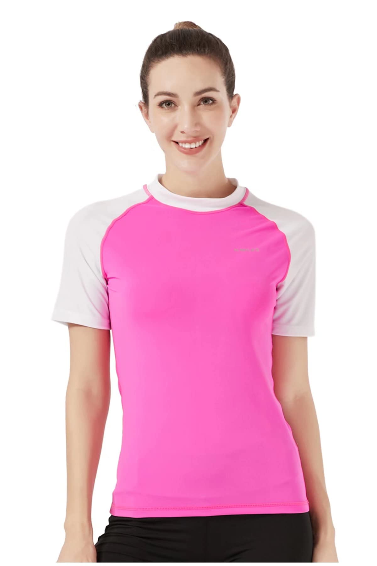 HMILES Womens UPF Short-Sleeve Rashguards - Female Rash Vest Quickdrying Surfing Shirt UV Rash Guard Breathable T-Shirt Raglan Sleeve Swim Tee Beach Base Layer Wet Water Sport Top White 16