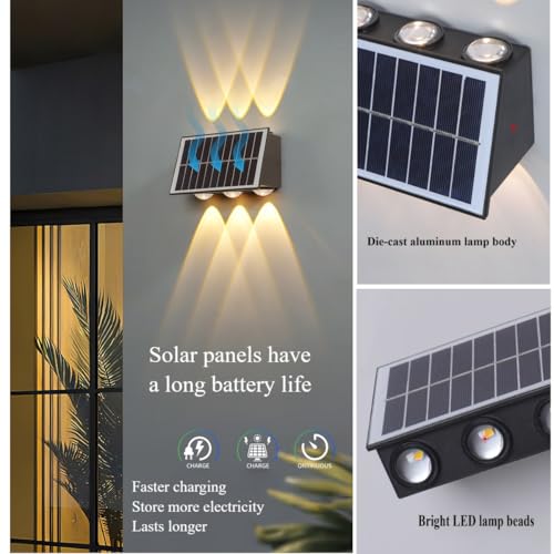 GDJIAYIYI RGB 8 LED Lights 2 Pack Solar Wall Light Fence Lights Outdoor, RGB Solar Garden Light,Christmas Decor,Waterproof - Image 3