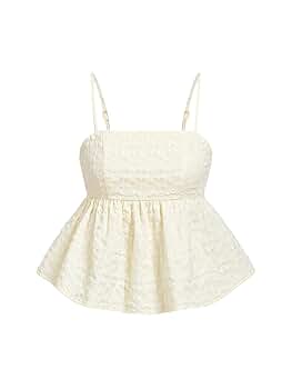 SOLY HUX Women's Spaghetti Strap Ruffle Hem Peplum Cami Top