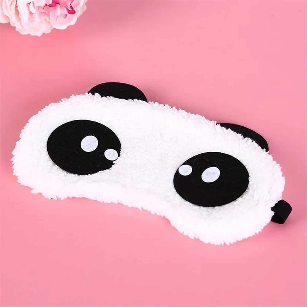 Mascherina per occhi con panda in stile cartone animato, in cotone, per dormire, 3 stili (PR, 4 pezzi)