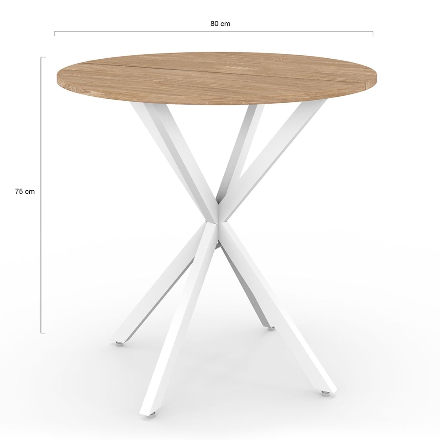IDMarket - Table à Manger Ronde ALIX 2-4 personnes pied araignée Bois et Blanc 80 cm