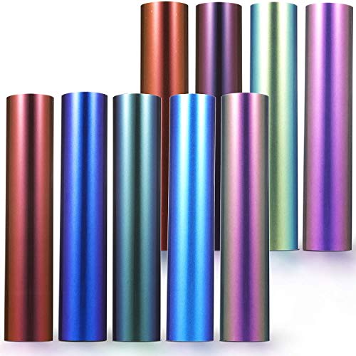 Chameleon Heat Transfer Vinyl, Ohuhu 9 Assorted Chameleon Gradient Change Color HTV Vinyls Iron on Vinyl for DIY Iron on Fabrics T-Shirts Hats Leathers with Heat Press & Craft Cutter Christmas DIY