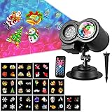Samyoung LED Projector, Water Wave Landscape lamp Remote Control Colorful Waterproof Night Lights Perfect for Halloween Christmas Parties Bedroom Lawn Patio Yard, Black