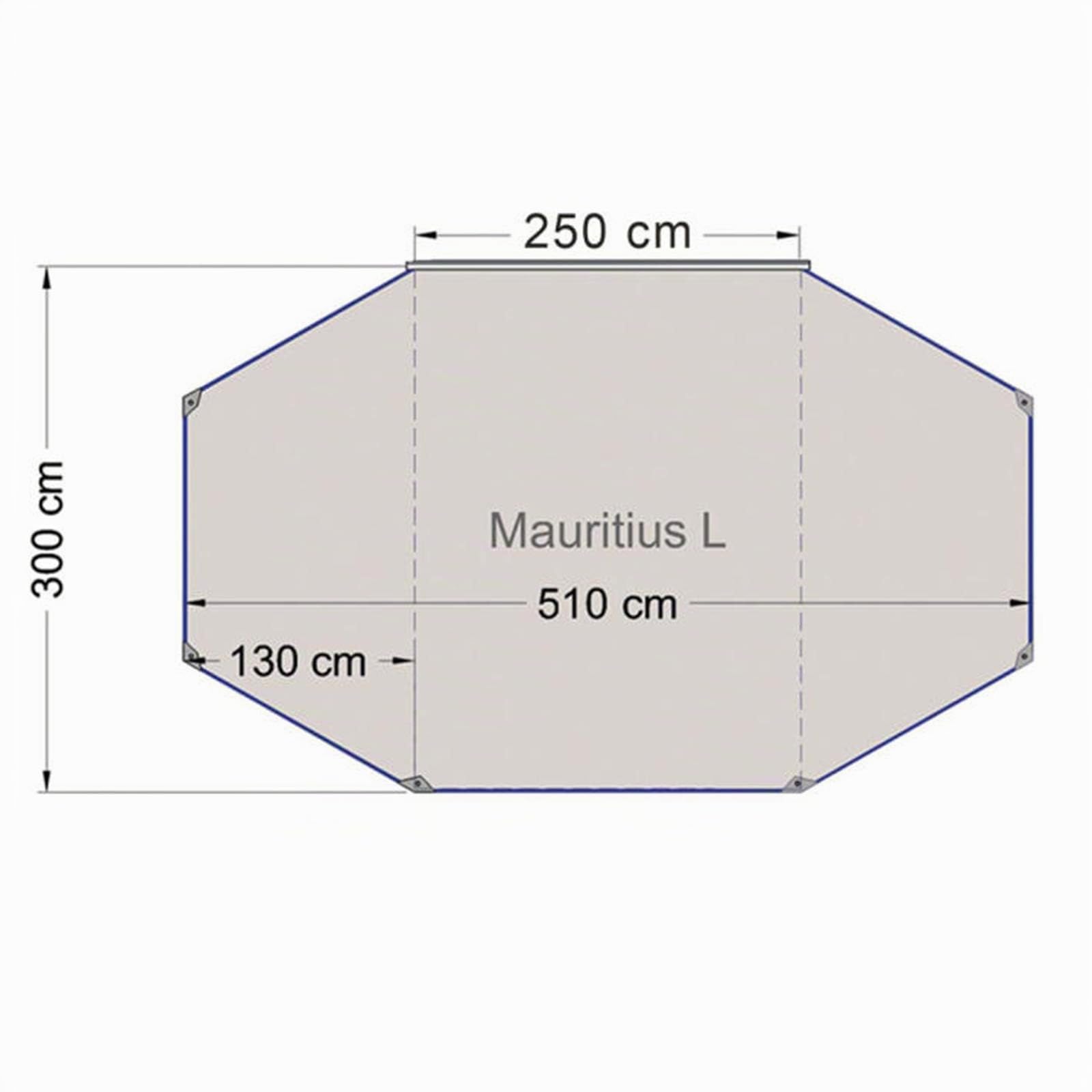 Reimo Tent Technology Sonnensegel Sonnenvordach Mauritius M 4,60 x 3 m, 5/8 mm Keder inkl. Zwei Aufstellstangen