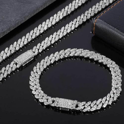 Lab Grown Diamond Tennis Bracelet for Men and Women, D Color VVS1 Clarity Moissanite Tennis Bracelets, 14K White Gold Plated S925 Sterling Silver Bracelet, Hip Hop Bracelets 5
