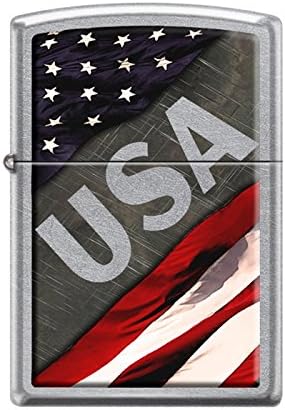 Zippo USA Flag Street Chrome Lighter