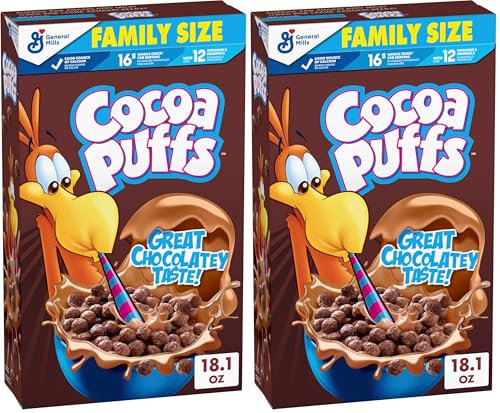 Cocoa Puffs, Chocolate Breakfast Cereal with Whole Grains, 18.1 oz (Pack of 2)