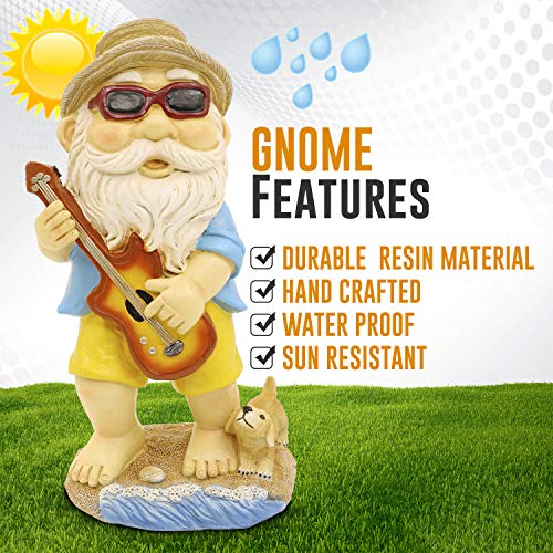 Shefio Garden Gnomes - Our Garden Gnome Statues Are Beautiful Backyard Ideas & Garden Gifts, Perfect Garden Decor For Outside, Lawn Ornament, Yard Décor, Funny Garden Gnomes - Hippie With Guitar #TOP4