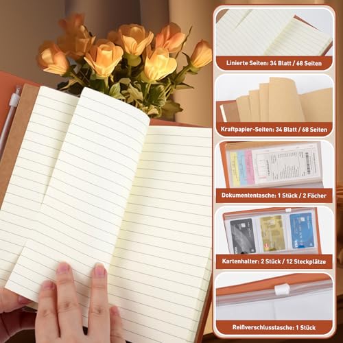 Cuaderno de viaje A6 en cuero PU recargable con portatarjetas y bolígrafo 5