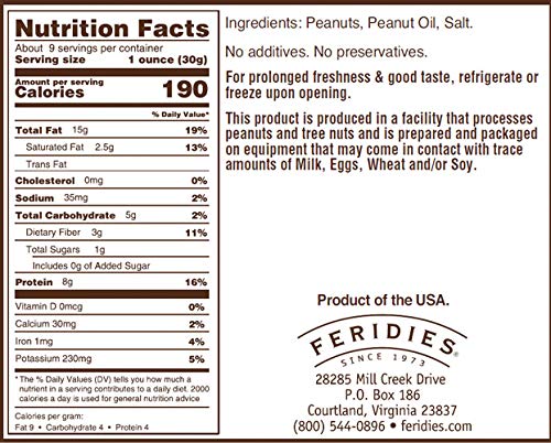 Miniatura 2 de FERIDIES Cacahuetes Virginia de piel roja, lata de 9 oz