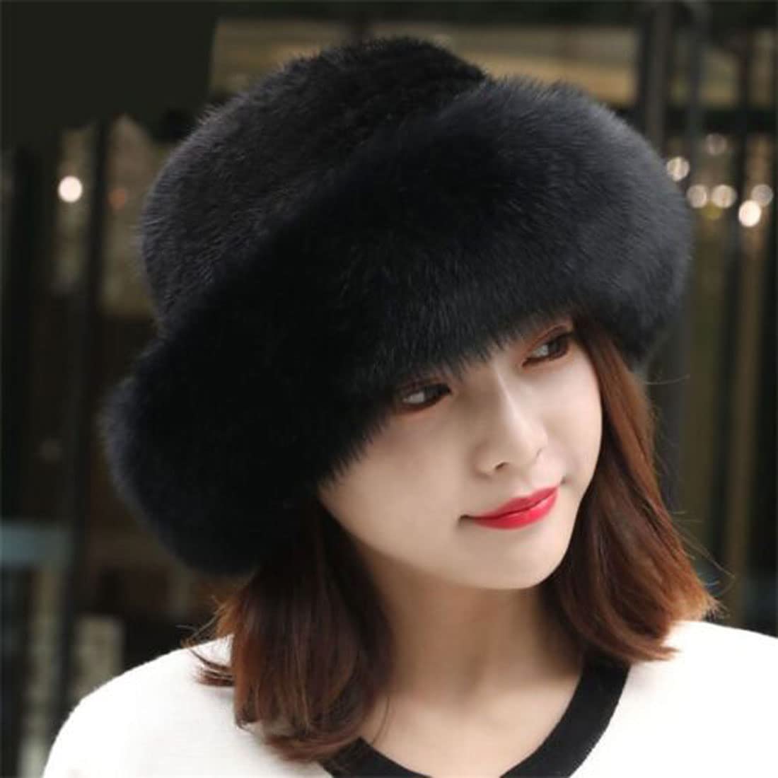 Women's Winter Furry Hat,Bonnet d'hiver en Fausse Fourrure pour Femmes,Élégante,Thermiques,Russe Fashion,Chapeau de Trappeur Hiver,Chapeau en Peluche Extensible