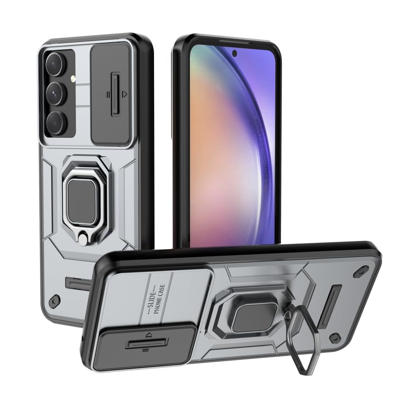 Prime Retail Heavy Duty Armor Back Case Cover for Samsung Galaxy A55 5G - Magnetic Kickstand Ring with Camera Shutter Protection, Rugged Bumper Hard Back Cover for Samsung Galaxy A55 (PC & TPU|Silver) (B0D42DLP17) Amazon Price History, Amazon Price Tracker