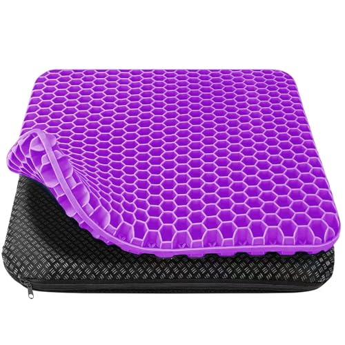 HSSGGV Cojin de Gel,Cojin Silla Oficina,Cojín antiescaras- Suave y cómodo con Funda extraíble, Adecuado para sillas de Oficina, Coches, sillas de Ruedas, sillas de Juego (Morado, 43 * 39 * 4)
