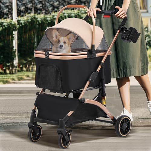 MAGIC UNION Pet Stroller 3 in 1 Multifunction, 4 Wheels Dog Cat S...