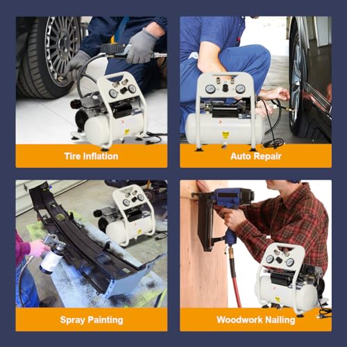 Image of Portable Hot Dog Air Compressor,0.8HP 2.5 Gallon 1.73CFM@90PSI Oil Free Compressor,62 dB Ultra Quiet w /Operation Panel Compressor for Home, Garage, Workshop