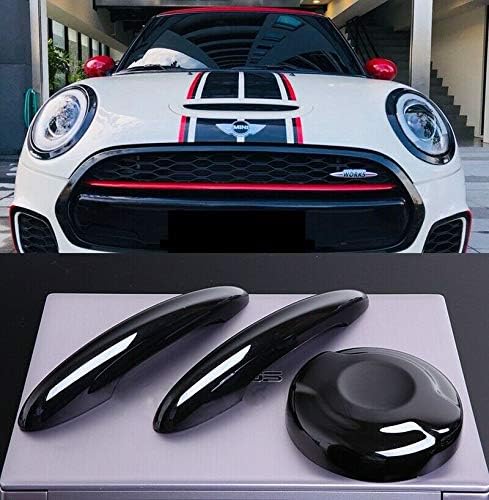 Direct Fit Combo Petrol Gas Cap & Door Handle Covers w/o Comfort Access (No Push Button) Compatible with MINI Cooper SD F56 14-on F57 15-on (GLOSS BLACK)