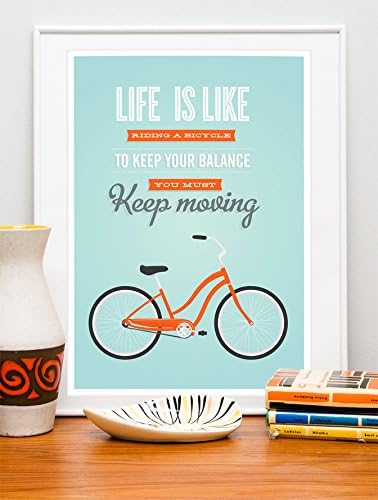 Life is like riding a bicycle, Bike poster, Inspirational quote art